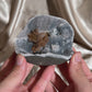 Dark Brown Stacked Calcite on Blue Quartz