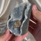 Honey Calcite on Blue Chalcedony